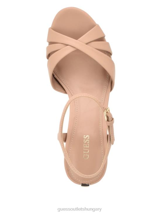 GUESS Medium Natural 101 8ZX4F3387 Haylo Crisscross Platform Block Heels