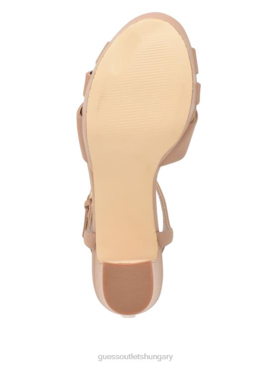 GUESS Medium Natural 101 8ZX4F3387 Haylo Crisscross Platform Block Heels