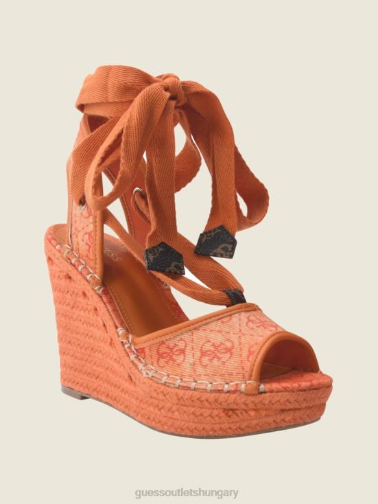 GUESS Orange 8ZX4F3486 Halona Tie Espadrille Wedges