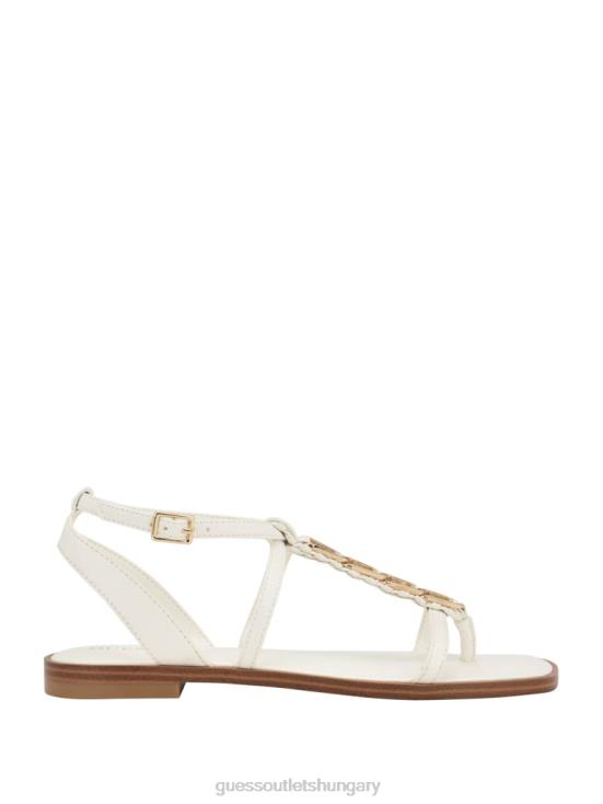 GUESS Wht Floral 8ZX4F3461 Raima G-Link Chain Sandals