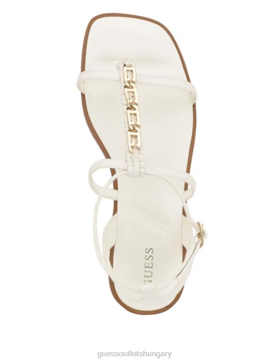 GUESS Wht Floral 8ZX4F3461 Raima G-Link Chain Sandals
