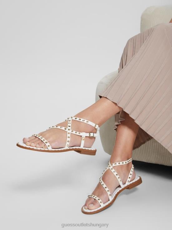 GUESS Wht Floral 8ZX4F3475 Yamara Studded Strappy Gladiator Sandals