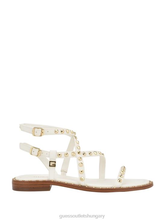 GUESS Wht Floral 8ZX4F3475 Yamara Studded Strappy Gladiator Sandals