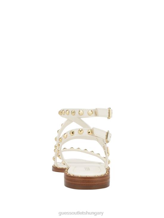 GUESS Wht Floral 8ZX4F3475 Yamara Studded Strappy Gladiator Sandals
