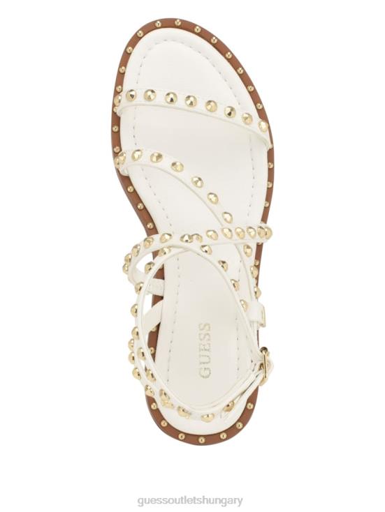 GUESS Wht Floral 8ZX4F3475 Yamara Studded Strappy Gladiator Sandals