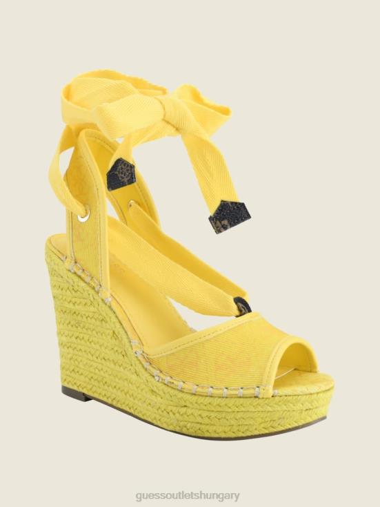 GUESS Yellow 8ZX4F3449 Halona Tie Espadrille Wedges