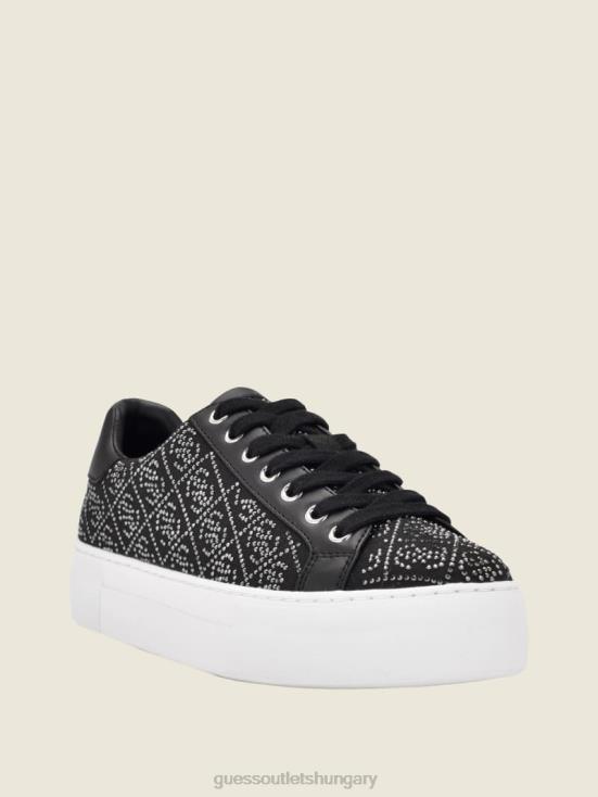 GUESS Black 8ZX4F3355 Gelsen Rhinestone Logo Low-Top Sneakers