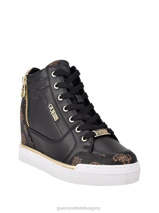 GUESS Black Multi 8ZX4F3373 Figz Logo Wedge Sneakers