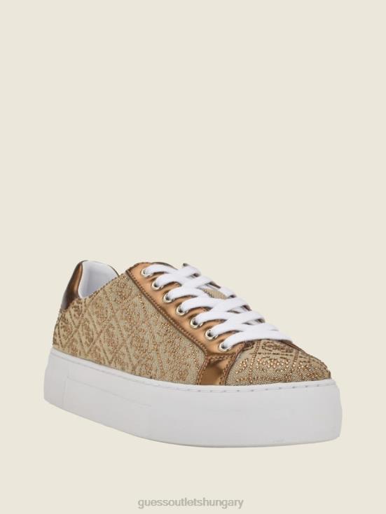 GUESS Bronze 8ZX4F3348 Gelsen Rhinestone Logo Low-Top Sneakers
