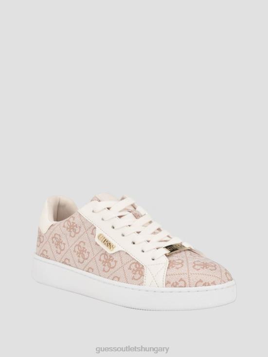 GUESS Dark Natural 8ZX4F3358 Renzy Debossed Logo Low-Top Sneakers