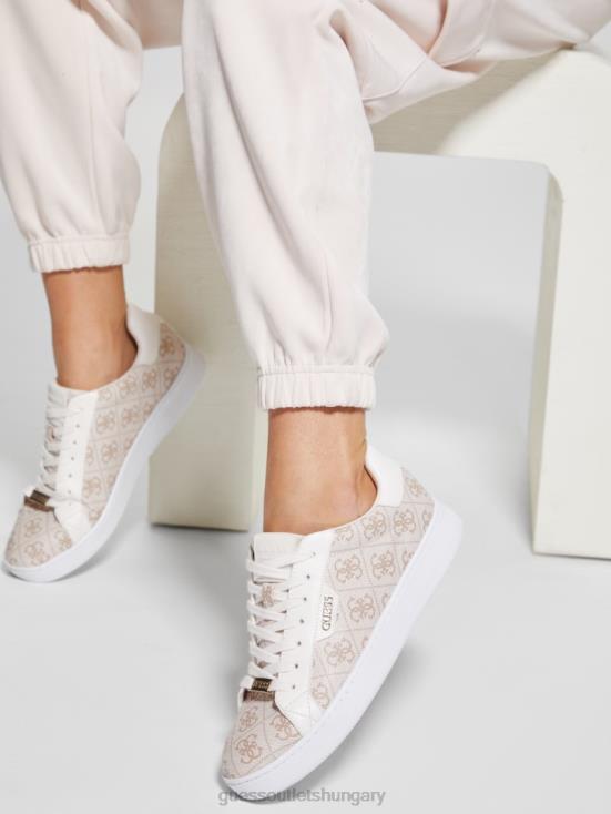 GUESS Dark Natural 8ZX4F3358 Renzy Debossed Logo Low-Top Sneakers