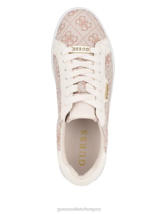 GUESS Dark Natural 8ZX4F3358 Renzy Debossed Logo Low-Top Sneakers