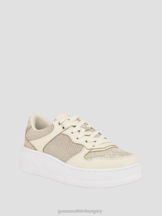 GUESS Light Natural 8ZX4F3328 Clevas Logo Embossed Low-Top Sneakers