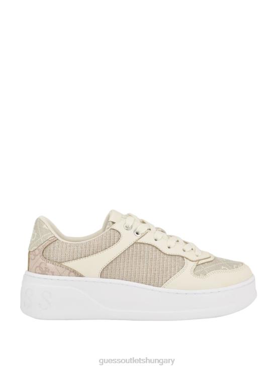 GUESS Light Natural 8ZX4F3328 Clevas Logo Embossed Low-Top Sneakers