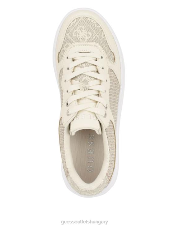 GUESS Light Natural 8ZX4F3328 Clevas Logo Embossed Low-Top Sneakers