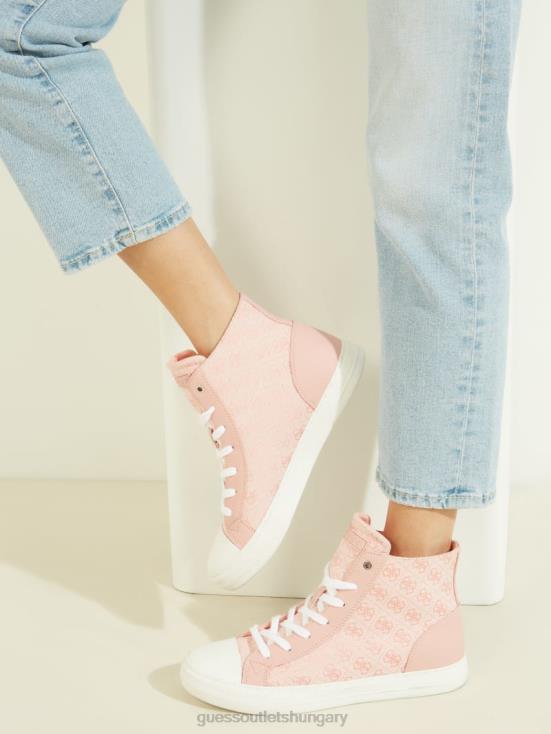 GUESS Light Pink 680 8ZX4F3378 Power Logo High-Top Sneakers