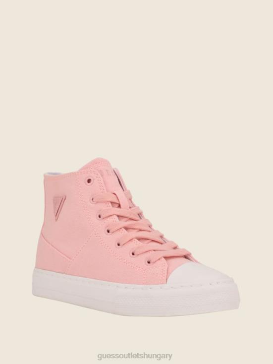 GUESS Light Pink 8ZX4F3380 Prinze High-Top Canvas Sneakers