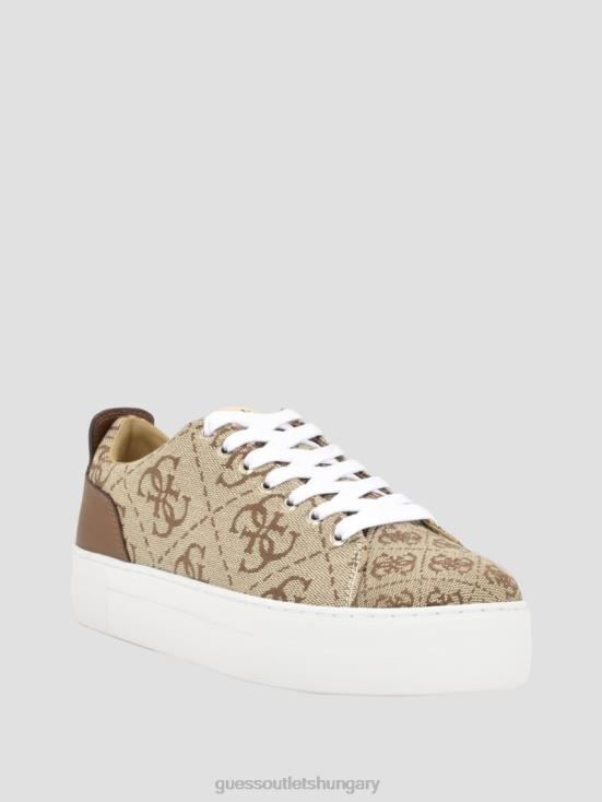 GUESS Medium Brown 8ZX4F3340 Giaa Logo Print Low-Top Sneakers