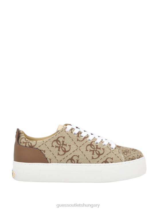 GUESS Medium Brown 8ZX4F3340 Giaa Logo Print Low-Top Sneakers