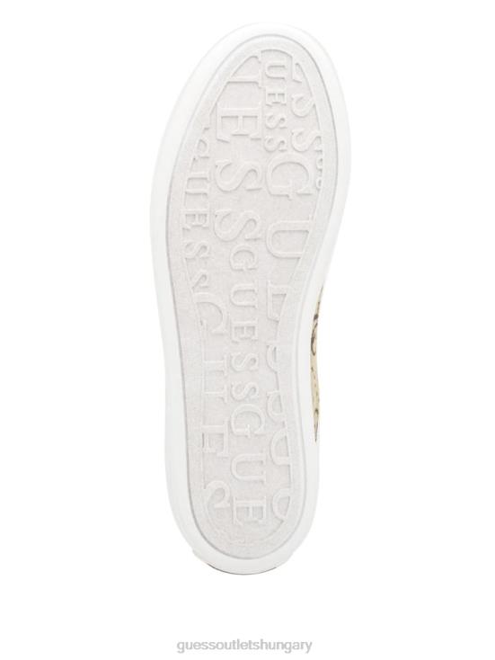 GUESS Medium Brown 8ZX4F3340 Giaa Logo Print Low-Top Sneakers