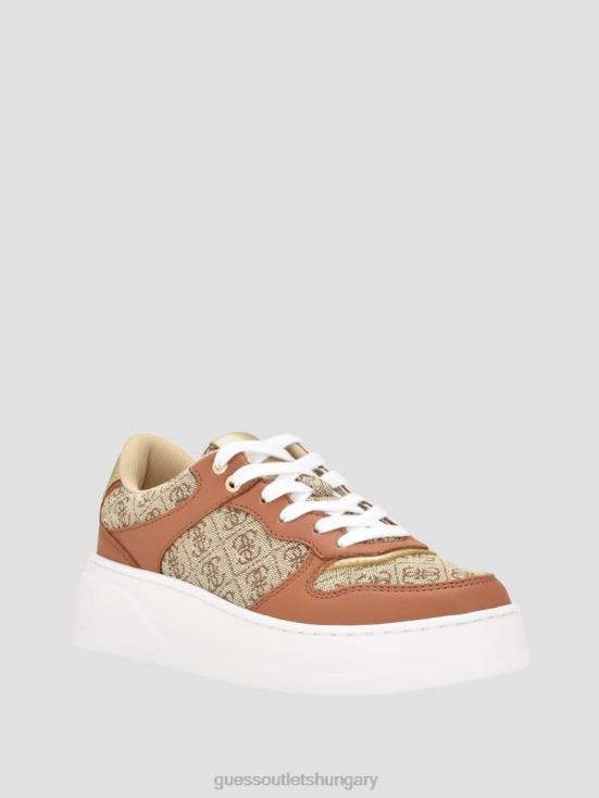 GUESS Medium Brown 8ZX4F3350 Cleva Logo Low-Top Sneakers