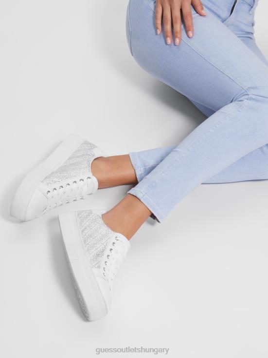 GUESS Silver 040 8ZX4F3343 Gelsen Rhinestone Logo Low-Top Sneakers