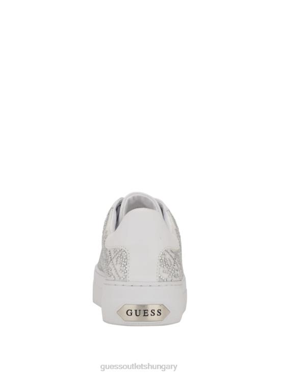 GUESS Silver 040 8ZX4F3343 Gelsen Rhinestone Logo Low-Top Sneakers