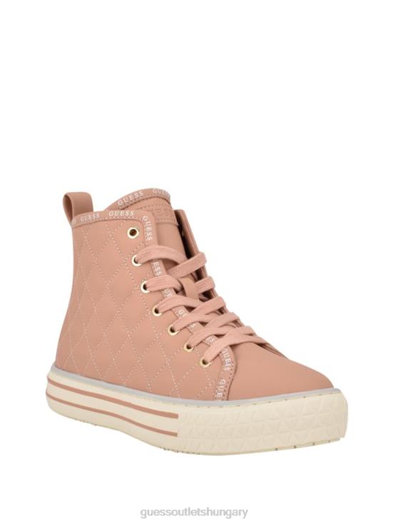 GUESS Tan 8ZX4F3365 Quilted High-Top Sneakers