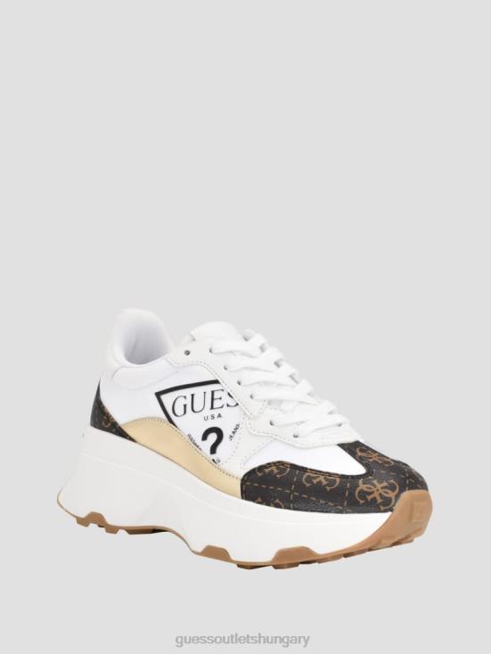 GUESS White 8ZX4F3337 Calebb Logo Print Sneakers