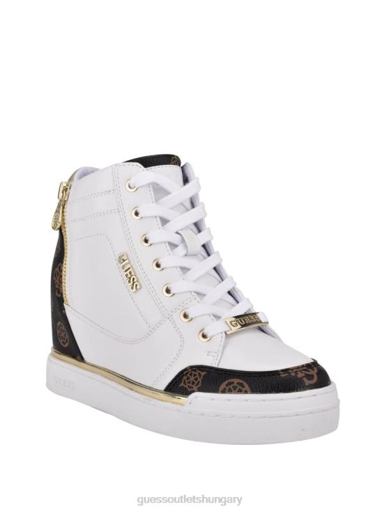 GUESS White 8ZX4F3377 Figz Logo Wedge Sneakers