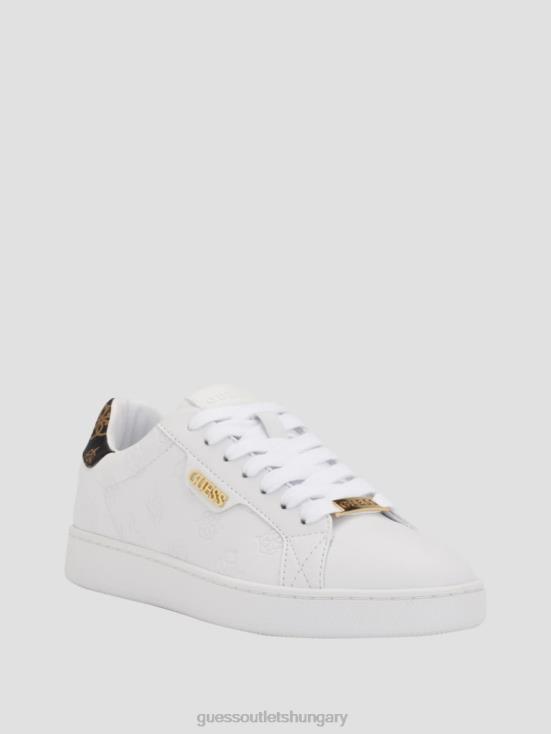 GUESS White Graffiti 8ZX4F3352 Renzy Debossed Logo Low-Top Sneakers