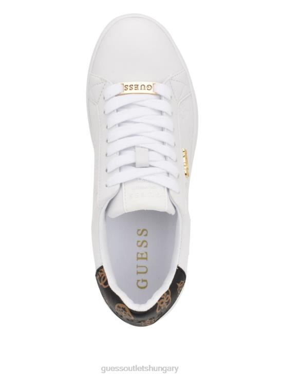 GUESS White Graffiti 8ZX4F3352 Renzy Debossed Logo Low-Top Sneakers