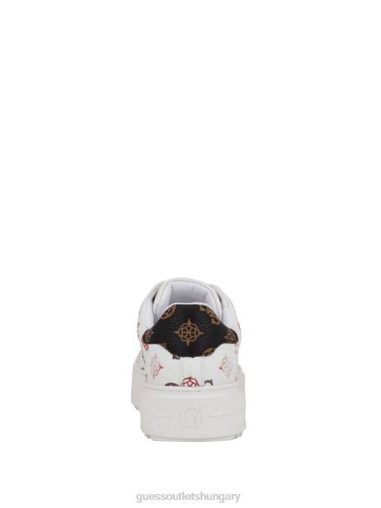 GUESS Wht Floral 8ZX4F3327 Denesa Peony Low-Top Sneakers