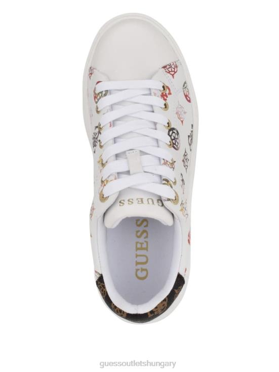 GUESS Wht Floral 8ZX4F3327 Denesa Peony Low-Top Sneakers