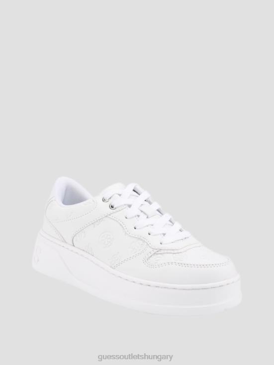 GUESS Wht Floral 8ZX4F3349 Cleva Logo Low-Top Sneakers