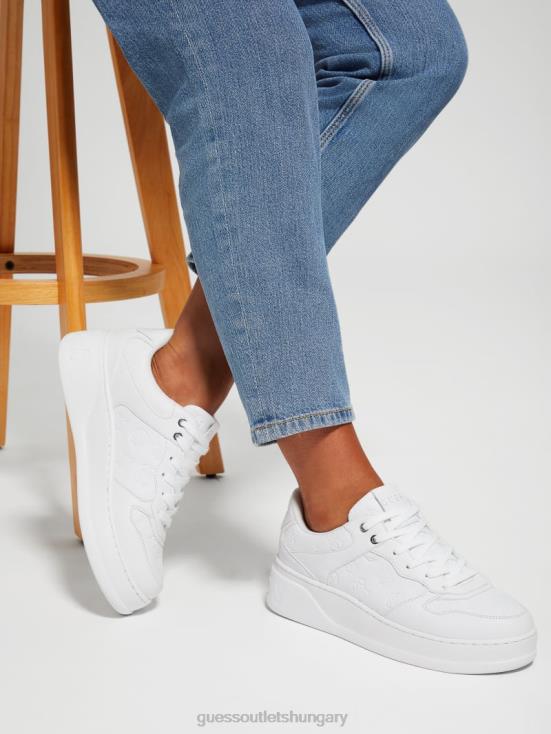 GUESS Wht Floral 8ZX4F3349 Cleva Logo Low-Top Sneakers