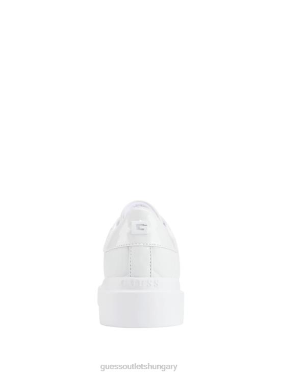 GUESS Wht Floral 8ZX4F3360 Hilan Quilted Low-Top Sneakers