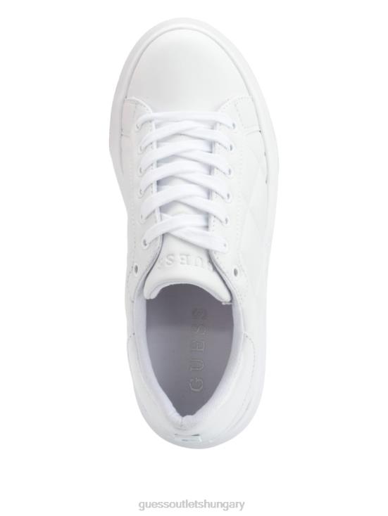 GUESS Wht Floral 8ZX4F3360 Hilan Quilted Low-Top Sneakers