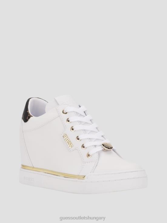 GUESS Wht Floral 8ZX4F3374 Faster Hidden Wedge Sneakers