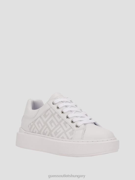 GUESS Wht Floral 8ZX4F3375 Ivee Perforated G Low Top Sneakers