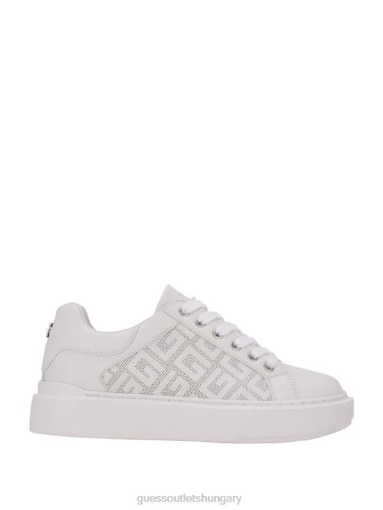 GUESS Wht Floral 8ZX4F3375 Ivee Perforated G Low Top Sneakers