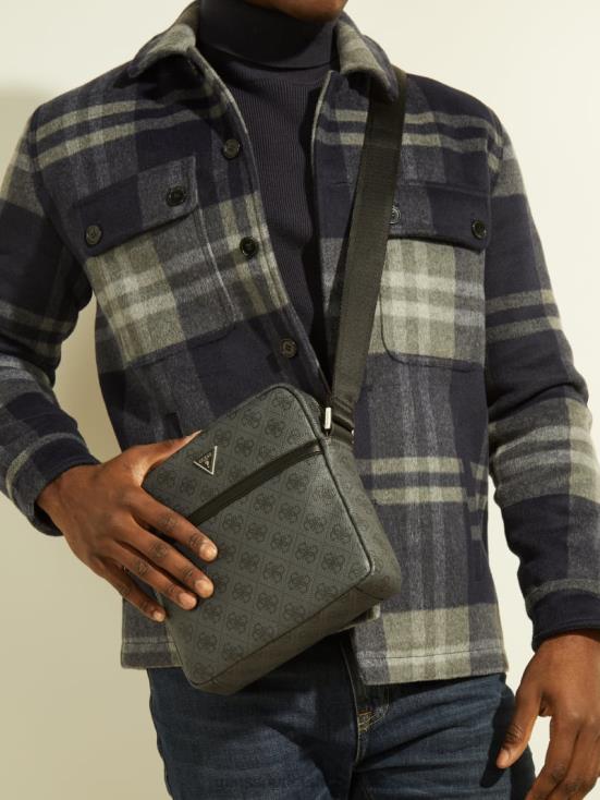 GUESS Black Floral Print 8ZX4F3236 Vezzola Smart Top Zip Square Crossbody