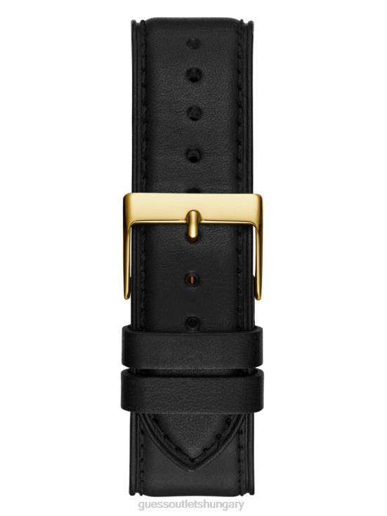GUESS Gold-Tone and Black 8ZX4F3564 Leather Multifunction Watch
