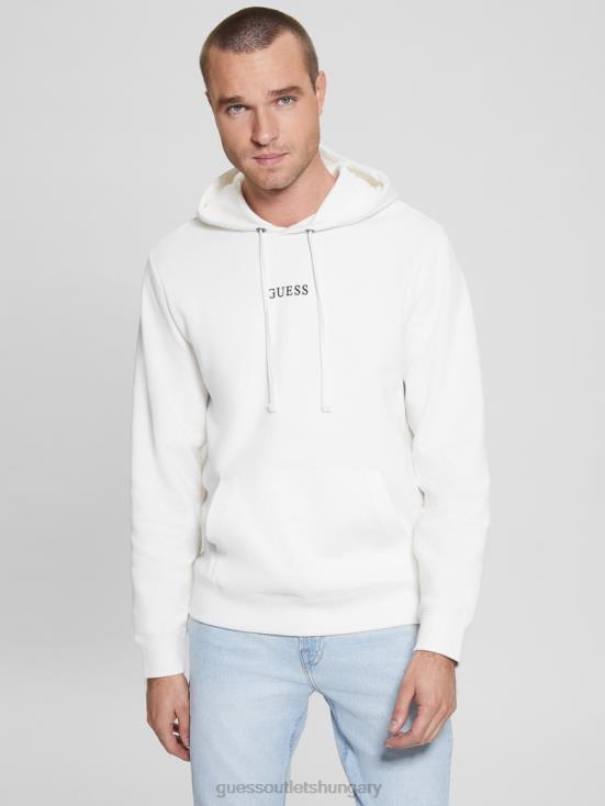 GUESS Frosted White 8ZX4F4157 Eco Roy Logo Hoodie