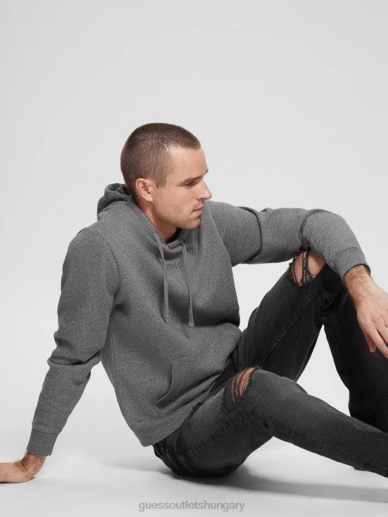 GUESS Midnight Dark Heather 8ZX4F4168 Eco Roy Embroidered Logo Hoodie