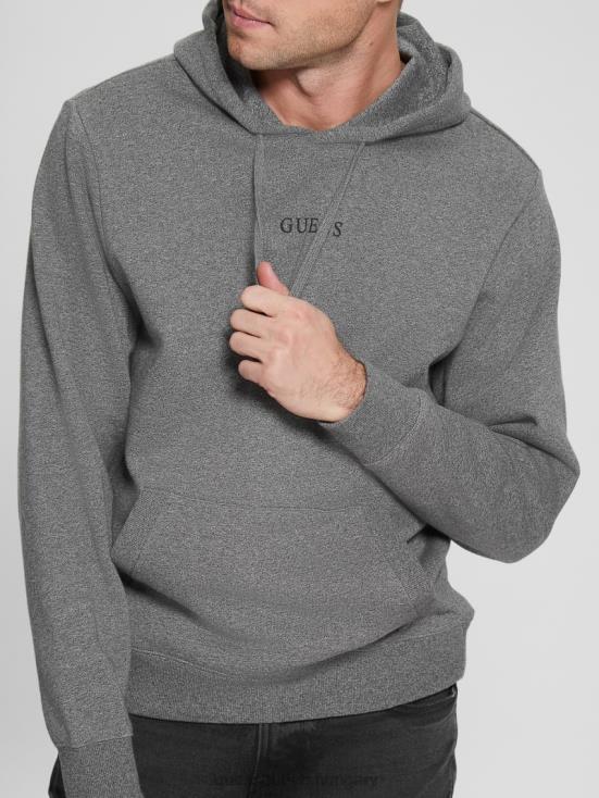GUESS Midnight Dark Heather 8ZX4F4168 Eco Roy Embroidered Logo Hoodie