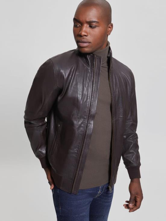 GUESS Bark Brown 8ZX4F4139 Soft Leather Jacket