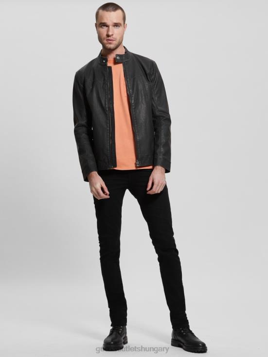 GUESS Black 8ZX4F4015 Vintage Faux-Leather Moto Jacket