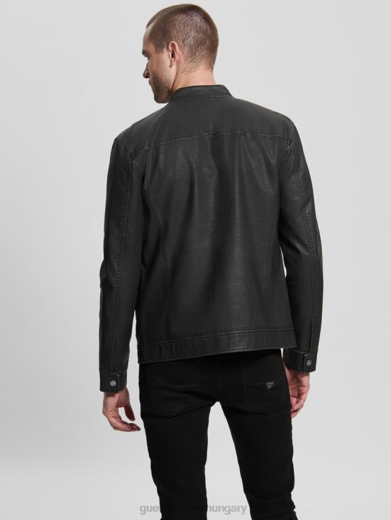 GUESS Black 8ZX4F4015 Vintage Faux-Leather Moto Jacket