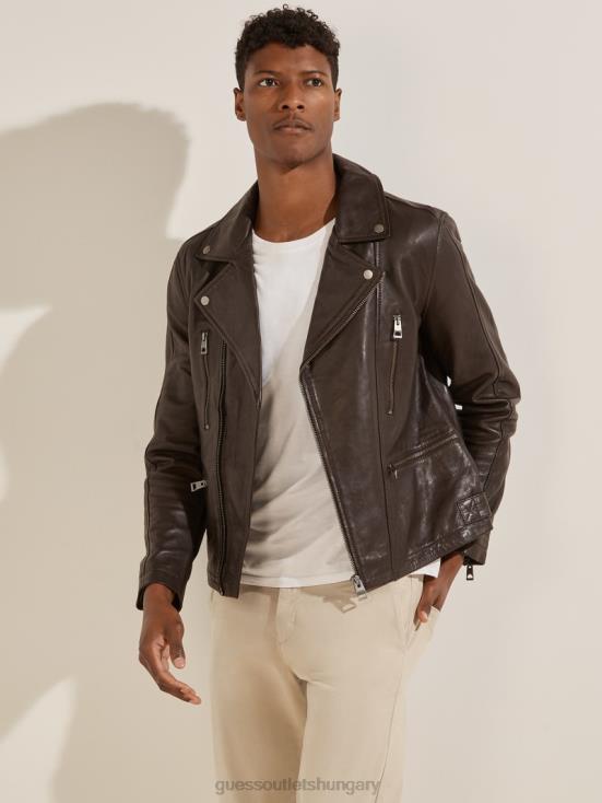 GUESS Chocolate Brownie 8ZX4F4106 Leather Biker Jacket